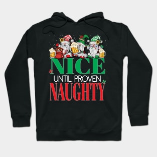 Funny Nice Until Proven Naughty Santa's Beers Christmas Cheers Xmas Party Pajama Hoodie